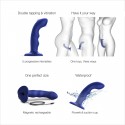 Насадка для страпона с двойной точечной пульсацией Strap-On-Me TAPPING DILDO WAVE - NIGHT BLUE, М