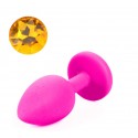 Силиконовая анальная пробка с кристаллом Silicon Pink 06, размер S