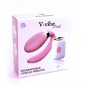 Вибромассажер для пар с пультом ДУ - Boss Series V-Vibe Pink USB, 7 скоростей вибрации
