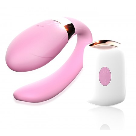 Вибромассажер для пар с пультом ДУ - Boss Series V-Vibe Pink USB, 7 скоростей вибрации