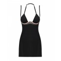 Сорочка Obsessive Selinne chemise & thong M/L Black, стринги, двойные бретели