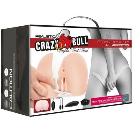 Мастурбатор з двома отворами і вібрацією - Crazy Bull