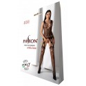 Бодістокінг з плетінням на грудях Passion BS099 One Size, black, відкритий доступ, імітація підв’язо