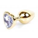 Анальная пробка Boss Series - Jewellery Gold Heart PLUG Clear S