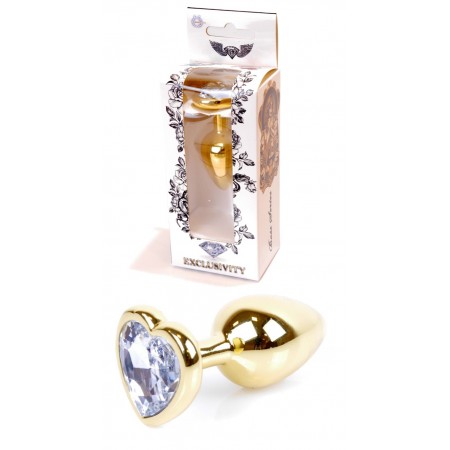 Анальная пробка Boss Series - Jewellery Gold Heart PLUG Clear S