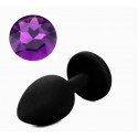 Силиконовая анальная пробка с кристаллом Silicon Black 09, размер S