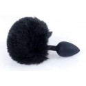 Анальная пробка с хвостом Boss Series - Silicon PLUG Bunny Tail Black, размер S
