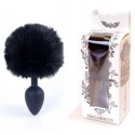 Анальная пробка с хвостом Boss Series - Silicon PLUG Bunny Tail Black, размер S
