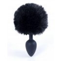 Анальная пробка с хвостом Boss Series - Silicon PLUG Bunny Tail Black, размер S