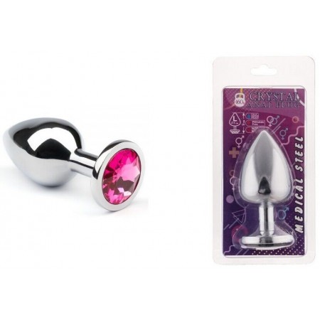 Анальная пробка утяжеленная 460 грамм, Silver Pink-Rhodolite, L