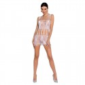 Бодистокинг - мини-платье с бабочками Passion BS090 white