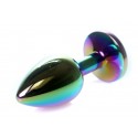 Металлическая анальная пробка Multicolour Metal Plug Rainbow, диаметр 2,8 см, длина 7 см, размер S
