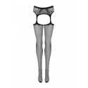 Сітчасті панчохи-стокінги з візерунком на сідницях Obsessive Garter stockings S232 S/M/L, чорні, імі