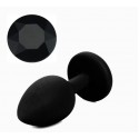Силиконовая анальная пробка с кристаллом Silicon Black 07, размер S