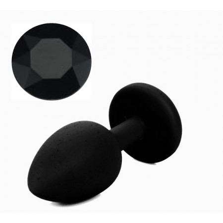 Силиконовая анальная пробка с кристаллом Silicon Black 07, размер S