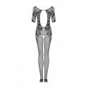 Сітчастий бодістокінг з квітковим малюнком Obsessive Bodystocking F238 S/M/L, black, з доступом, імі