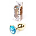 Анальний затор Boss Series - Jewellery Gold PLUG Light Blue S
