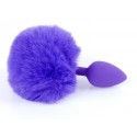 Анальная пробка с хвостом Boss Series - Silicon PLUG Bunny Tail Purple, размер S