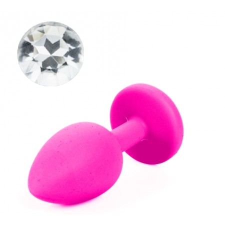 Силиконовая анальная пробка с кристаллом Silicon Pink 01, размер S