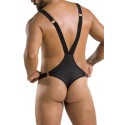 Чоловіче боді з люверсами Passion 028 HARRY L/XL Black, екошкіра, на шлейках
