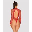 Сітчастий бодістокінг із довгим рукавом Obsessive B126 teddy red S/M/L, червоний