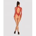 Сітчастий бодістокінг із довгим рукавом Obsessive B126 teddy red S/M/L, червоний