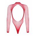 Сітчастий бодістокінг із довгим рукавом Obsessive B126 teddy red S/M/L, червоний
