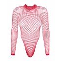 Сітчастий бодістокінг із довгим рукавом Obsessive B126 teddy red S/M/L, червоний