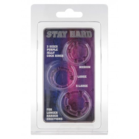 Набір з 3 шт ерекційних кілець STAY HARD-Three Rings Purple