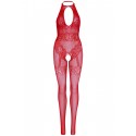 Бодістокінг Leg Avenue Rhinestone Lace and Net Bodystocking Red One Size