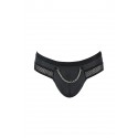 Чоловічі труси з ланцюжком Passion 030 SLIP TOM L/XL Black, екошкіра, відкриті сідниці