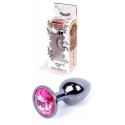 Анальная пробка Boss Series - Jewellery Dark Silver PLUG Pink, размер S