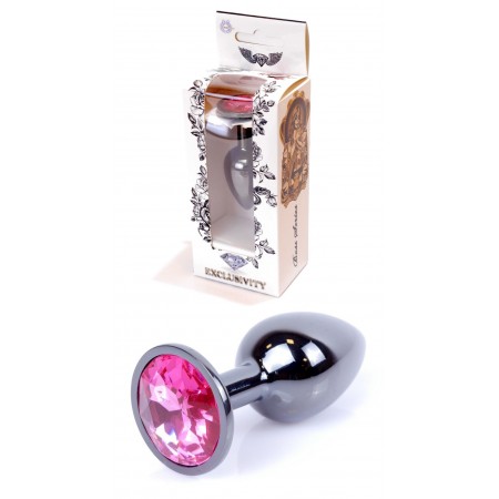 Анальная пробка Boss Series - Jewellery Dark Silver PLUG Pink, размер S