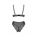 Комплект білизни Passion AMBERLY SET 4XL/5XL black, ліф, трусики бразиліана, люрексова нитка