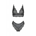 Комплект білизни Passion AMBERLY SET 4XL/5XL black, ліф, трусики бразиліана, люрексова нитка