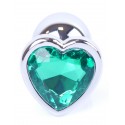 Анальний затор Boss Series - Jewellery Silver Heart PLUG Green S