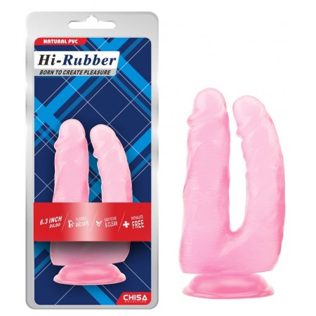 Анально-вагинальный фаллоимитатор на присоске CHISA Hi Rubber - 6.3 Inch Dildo Pink