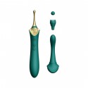 Вагинально-клиторальный вибратор Zalo - Bess Turquoise Green, многофункциональный с насадками