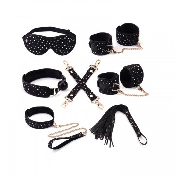 Купить - Набор Liebe Seele Stary Nights 7шт Bondage Kit, фиксаторы, ошейник с поводком, кляп, флоггер, маска