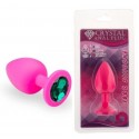 Силиконовая анальная пробка с кристаллом Pink Silicone Emerald, размер M