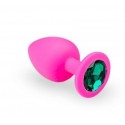 Силиконовая анальная пробка с кристаллом Pink Silicone Emerald, размер M