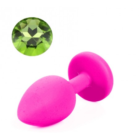 Силиконовая анальная пробка с кристаллом Silicon Pink 10, размер S