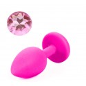 Силиконовая анальная пробка с кристаллом Silicon Pink 09, размер S