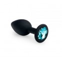 Силиконовая анальная пробка с кристаллом Black Silicone Topaz, размер S