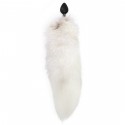 Силиконовая анальная пробка с хвостом из натурального меха Art of Sex size M White fox