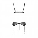 Комплект белья Passion NESSY SET S/M black, бюстгальтер, пояс для чулок, стринги