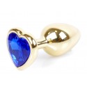 Анальная пробка Boss Series - Jewellery Gold Heart PLUG Dark Blue S