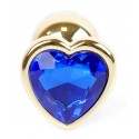 Анальная пробка Boss Series - Jewellery Gold Heart PLUG Dark Blue S