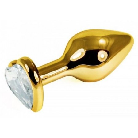 Анальная пробка с кристаллом SKN - GOLD HEART 02, размер S