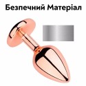 Металева золота анальна пробка, Gold Heart Pink, діаметр 2,8 см, довжина 7 см, розмір S